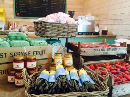 Our soft fruit farm shop is always stocked with our own freshly picked berries, organic eggs, scones, cake, meringues and home made jams and curd. We also stock a small supply of local artisan produce and gifts